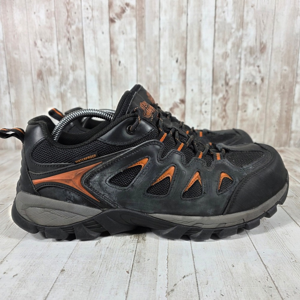 Harley-Davidson Men Black Orange Waterproof Hiking Work Shoes D93327 10.5 M